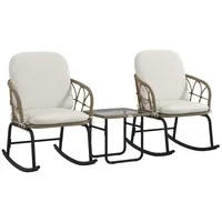Outsunny 3tlg. Rattan Schaukelstuhl-Set