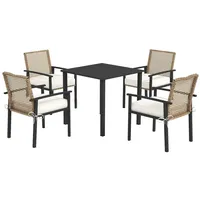 Outsunny Rattan Sitzgruppe, 5-tlg. Gartenmöbel Set, Balkonset für 4