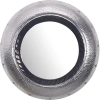 Wohnling Wandspiegel (Dekospiegel Wand Hammerschlag, Silber, Metall 74 cm),