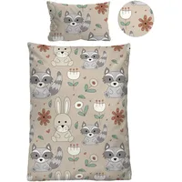 Biberna Feinbiber Kinderbettwäsche Größe 100x135 cm 40x60 cm, Taupe