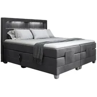 Fun Möbel Boxspringbett Dunkelgrau, Textil, 200x200 cm, Schlafzimmer, Betten,