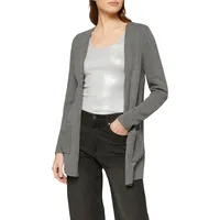 S.Oliver - Lange Strickjacke mit Rippbündchen, Damen, grau, 36