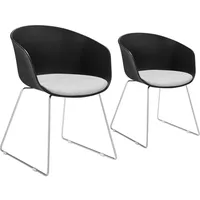 Tectake tectake® Kunststoff-Armlehnstuhl, Kunststoffschale, gepolstert, schlanke Stahlbeine, 59,5 x