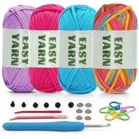 Luxuskollektion 4er Pack Baumwollgarn Häkelset Anfänger mit Zubehör 200g