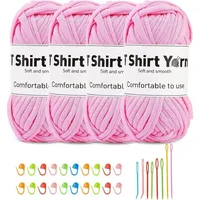 Luxuskollektion 4er-Pack 100g T-Shirt-Garn-Set zum Stricken, Baumwollgarn