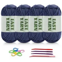 Luxuskollektion Cowboyblau Garn 4 Stück Häkel- und Strickgarn Anfänger