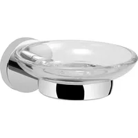 Evenes Seifenschale Eight mit Wandhalter, Messing verchromt, Glas klar