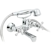 Hydroland Wanne Armatur Retro Nostalgie Kreuzgriffe, Wannenarmatur verchromt