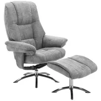 Femo Relaxsessel mit Hocker CALLAS, Hellgrau - Mikrofaserbezug -