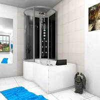 AcquaVapore Kombination Whirlpool Dusche K50-R33-WP-EC Duschkabine Wanne 100x170