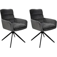 ByLIVING Esszimmerstuhl 2er Set PURA / Grob-Cord dunkelgrau /