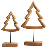 Dekoleidenschaft 2X Dekofigur Tanne aus Mango Holz, 25 +