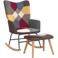 VidaXL Schaukelstuhl mit Hocker Patchwork Stoff
