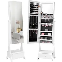 Vevor Spiegel Schmuckschrank Standspiegel mit Stauraum Ganzkörperspiegel Weiß