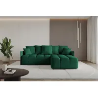 Altdecor Ecksofa mit Schlaffunktion und Bettkasten LONLI-L 251x189x68 Dunkelgrün