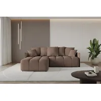 Altdecor Ecksofa mit Schlaffunktion und Bettkasten LONLI-L 251x189x68 Braun