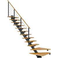 DOLLE Mittelholmtreppe Sydney 13 Stufen Buche 1/4gew. Metall Anthrazit