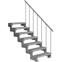 DOLLE Außentreppe Gardentop 8 Gitterroststufen 80 cm + Alu-Geländer