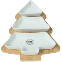 Kaemingk Tapas Set, Bambus, Porzellan, Weiß