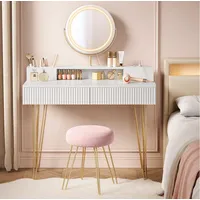 VASAGLE Schminktisch mit Hocker und Beleuchtung, 40 x 100
