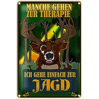 Roomando Jagd-Therapie Blechschild | Lustiges Geschenk für Jäger und