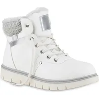 VAN HILL Damen Worker Boots Stiefelette Strick Winter Schuhe