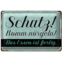 Roomando Dekoratives Küchenschild 'Schatz! Komm nörgeln! Essen fertig' |