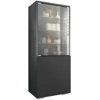 Vladon Vitrine, Schwarz, Holzwerkstoff, 50x122.5x34.5 cm, Wohnzimmer, Wohnwände, Vitrinenschränke