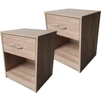 Hti-Living Nachtschrank mit 1 Schublade 2er-Set Nina Sonoma