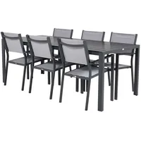 VCM ebuy24 Break Gartenset Tisch 90x205cm Schwarz 6 Stühle