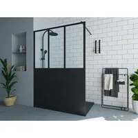 Vente-unique Duschtrennwand Seitenwand italienische Dusche - Schwarz matt -