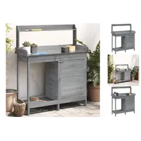 VidaXL Pflanztisch mit Schrank Grau 110,5x45x124,5 cm Massivholz Tanne