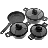 Mulex Kochgeschirr Set 7tlg Topfset Koch-/Braten-Topf-Set Induktion Kochtopfset Aluminium