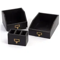 DESIGN DELIGHTS Aufbewahrungsbox Schreibtisch Organizer Set 3-tlg. schwarz