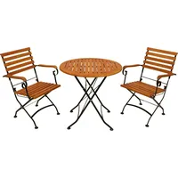 DEGAMO Klappgarnitur HOFGARTEN 3-teilig, Flachstahl schwarz + Eukalyptus FSC®-zertifiziert