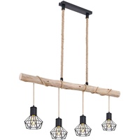 GLOBO LED Hängeleuchte, Balken natur, Hanfseil, L 100 cm