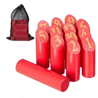 Relaxdays Kubb Wikingerspiel, finnisches Wurfspiel, Holz, Outdoorspiel mit Zahlen,