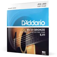 D'Addario EJ11 80/20 Bronze Akustikgitarrensaiten, Light, 12-53