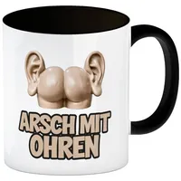 Speecheese Arsch mit Ohren Kaffeebecher in schwarz Mit humorvoller