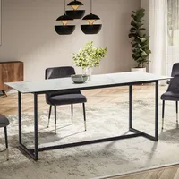 Wohnling Esstisch Weiß Keramik Marmoroptik, rechteckig, eckig, 90x76x180 cm