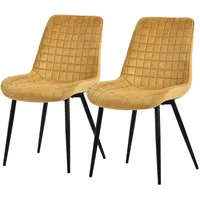 ML-Design Esszimmerstühle 2er Set Senfgelb, Sitzfläche aus Samt mit