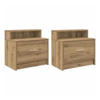 VidaXL Nachttische mit Schublade 2 STK. Artisan-Eiche 51x31x47 cm,