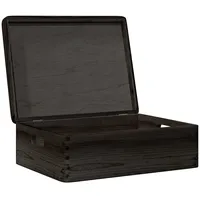 VidaXL Holzkiste mit Deckel und Griffen Schwarz 40x30x13 cm