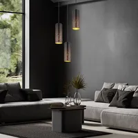GLOBO Hängeleuchte Pendellampe Deckenlampe Deckenleuchte Metall Schwarz Gold 3-Flammig