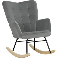 Homcom Schaukelstuhl, Schaukelsessel mit Samtoptik, Armlehne, Sessel mit Holzkufen,