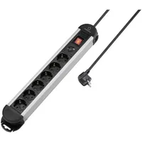 Renkforce RF-6417718 Überspannungsschutz-Steckdosenleiste 6fach Schwarz, Aluminium Schutzkontakt 1 St.
