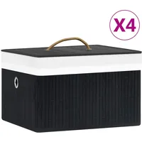 VidaXL Bambus Aufbewahrungsboxen 4 Stk. Schwarz