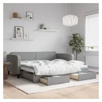 VidaXL Tagesbett Ausziehbar mit Schubladen Hellgrau 90x200 cm Stoff