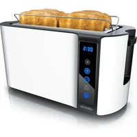 Arendo Toaster Edelstahl, mit Brötchenaufsatz, Display - Touch, wärmeisoliert,