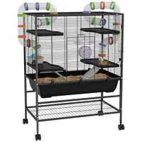 PawHut Hamsterkäfig mit Röhren, Ablagefläche, Rampen, Laufrad, Futternapf, Wasserflasche,